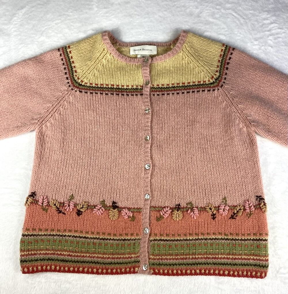 Susan Bristol Vintage 2000 Grandma Cardigan Sweater Women’s M Embroidered Y2K